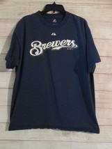 Vintage Majestic Milwaukee Brewers T Shirt XL Baseball MLB Blue Shorts S... - $12.99