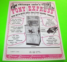 Chicago Coin Pony Express Arcade FLYER 1962 Original NOS Rifle Shooting Gallery  - £26.31 GBP