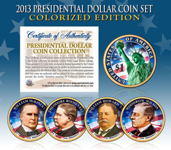 2013 Presidential $1 Dollar COLORIZED President 4-Coin Complete Set w/Capsules - £29.54 GBP