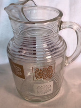 Flowers In Rectangles Pitcher With Ice Lip Depression Glass Mint - £15.79 GBP