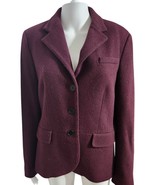 Lauren Ralph Lauren Blazer Jacket Women&#39;s Size 10 Wool Blend Burgundy Wi... - $39.95