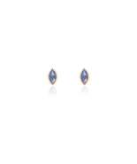 14K Gold Marquise Cut Tiny Stud Earrings - £110.94 GBP