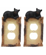 Ebros Set of 2 Rustic Black Bear By Twigs Double Outlet Wall Light Cover... - $35.82 CAD