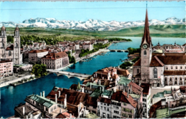 Zurich With Alps In Background Switzerland Postcard - £4.04 GBP