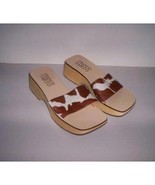 Wood &amp; Cow Hide Leather Sandals Women’s Size 6M Franco Sarto Like New!  - £27.87 GBP
