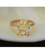 1.50CT Cushion Cut Yellow Citrine 14K Rose Gold Over Wedding Engagement ... - €68,85 EUR