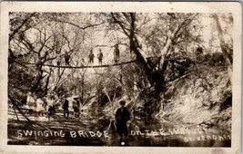 Children Swinging Bridge on the Walnut Creek Great Bend Kansas RPPC Postcard A23 - £16.20 GBP