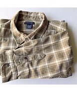 Brown Men&#39;s XL Cotton Long Sleeved Plaid Shirt Gently Used - £7.98 GBP
