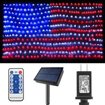 Solar American Us Flag Lights [Plug In & Solar 2 Power Way], 420 Leds Usa Flag N - £43.95 GBP