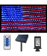 Solar American Us Flag Lights [Plug In &amp; Solar 2 Power Way], 420 Leds Us... - £43.33 GBP