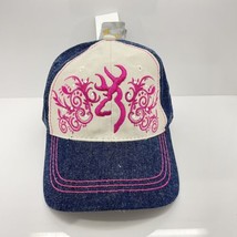 Browning Hat Cap Strap Back Adjustable Womens Pink Deer Denim Embroidere... - $14.84