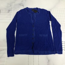 Club Monaco Sweater Womens Small Blue Tight Knit Cashmere Angora Button Front - £52.21 GBP