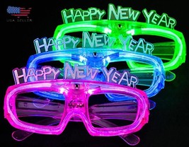 Happy New Year Party Sunglasses Light Up Glasses Glowing Eyes LED Flashing Shade - £4.76 GBP