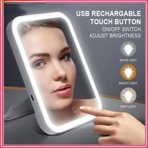 LED Makeup Mirror Touch Screen 3 Light Portable Standing Folding Vanity ... - $24.99+