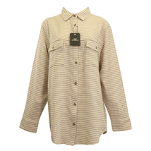 O&#39;Neill Women&#39;s Flannel Shirt Horizontal Striped Beige Grey L/S (S17) - £20.31 GBP