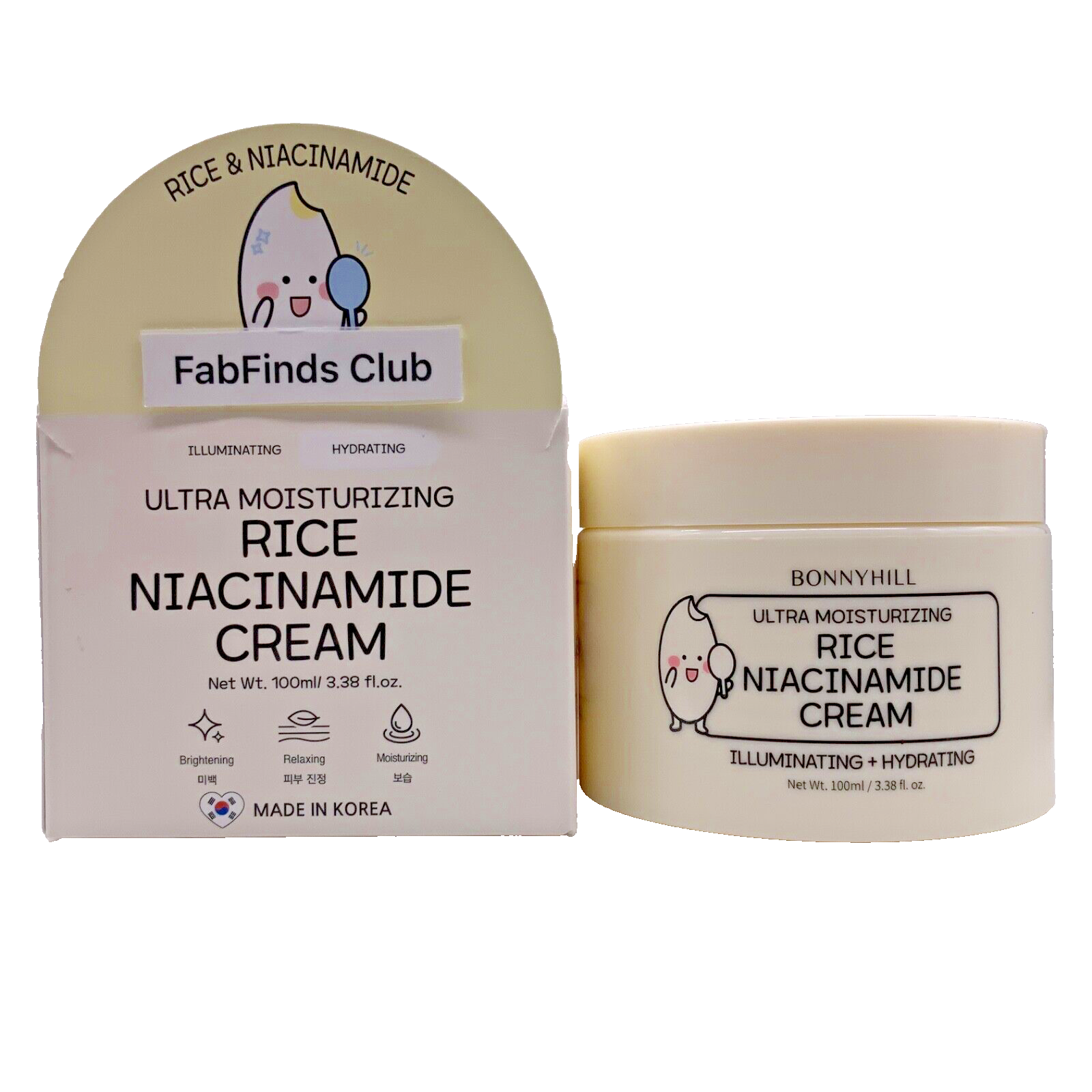 Korean Bonnyhill Rice Niacinamide Face Cream 3.38oz Illuminating Hydrating - $19.75