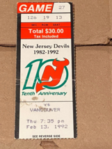 Used NHL Ticket Stub NJ Devils VS Vancouver Canucks 2/13/1992 tt1 - £8.02 GBP