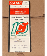 Used NHL Ticket Stub NJ Devils VS Vancouver Canucks 2/13/1992 tt1 - $13.66 CAD