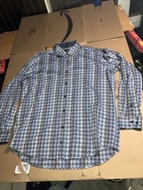 Bugatchi Uomo Shirt XL Classic Fit Blue Geometric Long Sleeve Button Up ... - $26.72