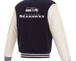 NFL Seattle Seahawks Reversible Fleece Jacket PVC Sleeves Embroidered Lo... - £111.76 GBP