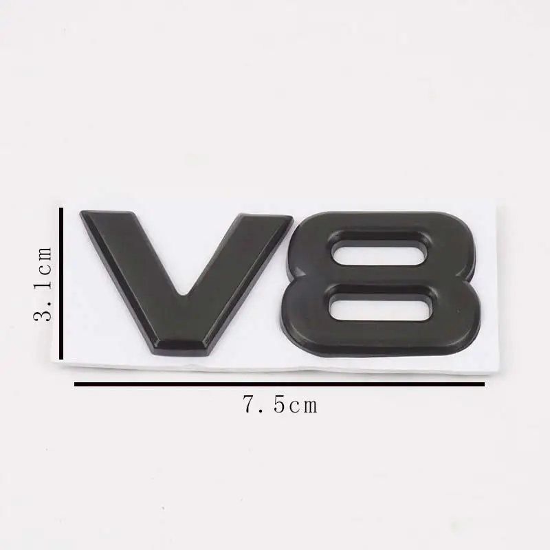 1PC Car 3D  V6 V8 Stickers Silver/Black Word Letter Auto Trunk Emblem  Decal Sti - £89.36 GBP