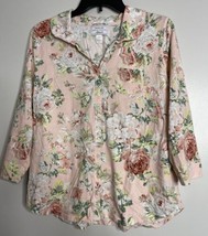 Carole Hochman 2 Piece Pajama Set Capris &amp; Short Sleeve Top Blue Floral ... - £15.72 GBP