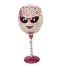 Hand Painted Wine Glass HIP GRANDMA Drinks Colorful Barware Martini Stemware  - £9.33 GBP