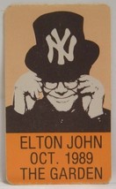 ELTON JOHN - ORIGINAL 1989 TOUR CONCERT CLOTH BACKSTAGE PASS (YANKEES LOGO) - $12.00