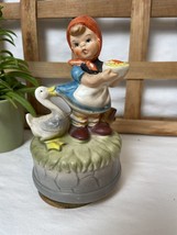 Vintage Hummel Style Girl With Goose Music Box Figurine - £14.03 GBP