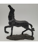 Vintage Brutalist Bronze Hammered Sculpture Black Stallion Horse Mare Eq... - $270.27 CAD