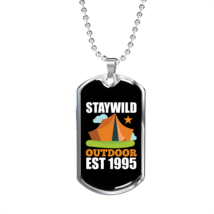 Camper Necklace Stay Wild Outdoor Est 1995 Orange Tent Necklace Stainless Steel - $47.45+