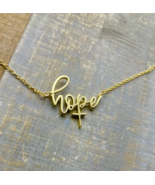 Hope cross necklace. Gold in stainless steel with adjustable chain 16-18... - $240.15 MXN