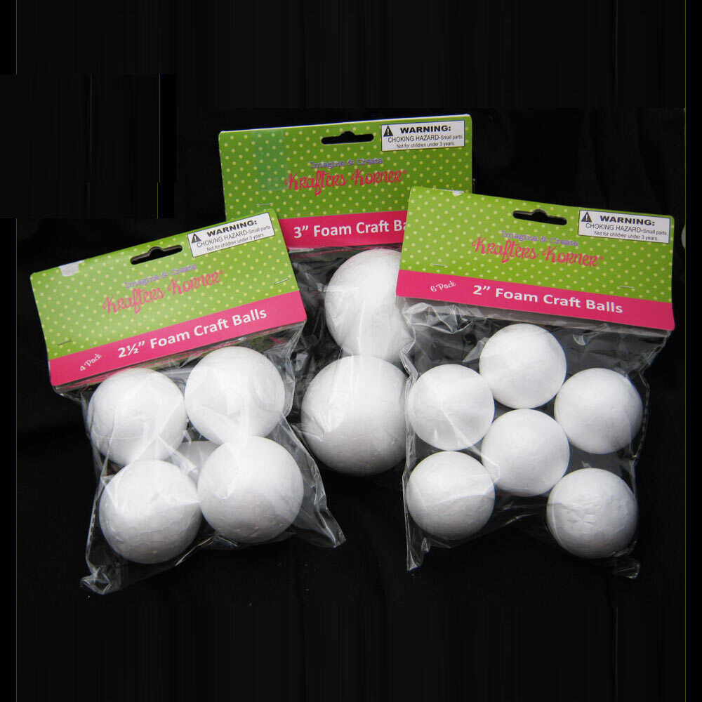 Primary image for 12 Foam Polystyrene Art Crafts White Balls Project 2" 2 1/2" 3"