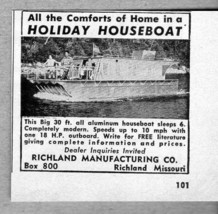 1957 Print Ad Holiday 30&#39; All Aluminum Houseboats Richland Mfg MO - $8.05