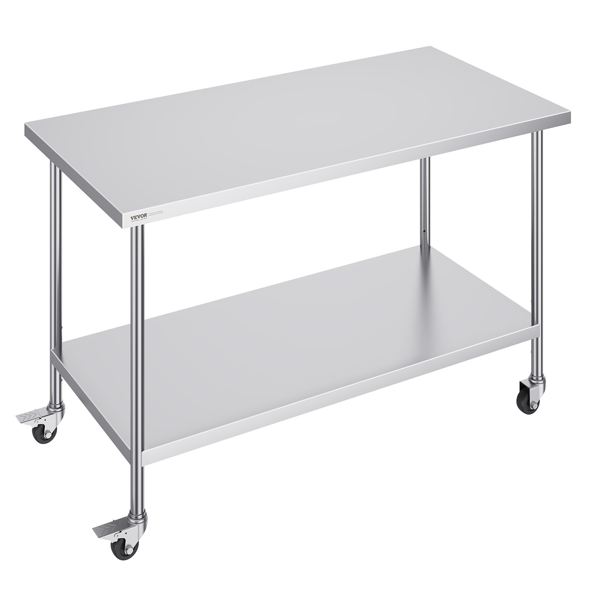 VEVOR Stainless Steel Adjustable Work Table 30x60x38 in, 2 Storeys with ... - $297.99