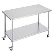 VEVOR Stainless Steel Adjustable Work Table 30x60x38 in, 2 Storeys with ... - $297.99