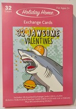 Holiday Home Shark JAWESOME Valentines with Coordinating Stickers  32 Pack NEW - £3.14 GBP