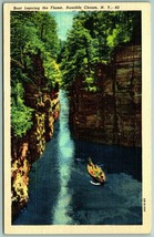 Boat Leaving the Flume Ausable Chasm New York NY UNP Linen Postcard H6 - £2.29 GBP
