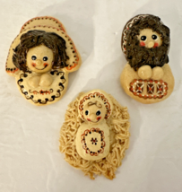 Vintage Salt Dough Christmas Ornaments Nativity Baby Jesus Mary Joseph F... - £10.77 GBP