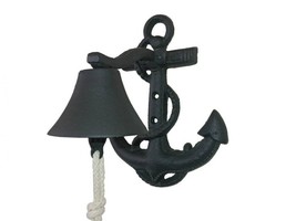 [Pack Of 2] Rustic Black Cast Iron Wall Mounted Anchor Bell 8&quot; - £32.74 GBP