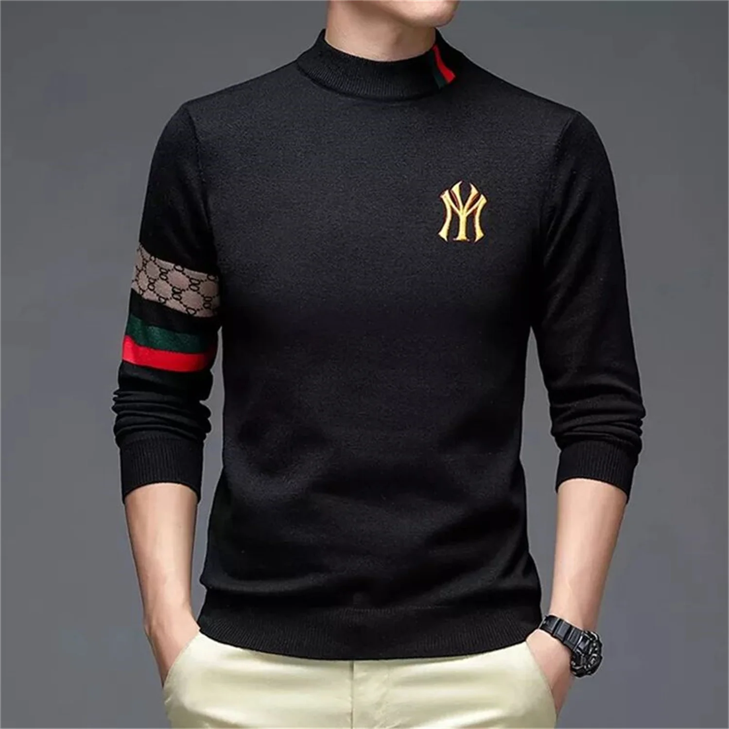 High End Designer   New Men&#39;s Knitting Pullover Autumn/Winter Embroidery    Warm - £155.02 GBP
