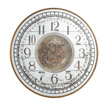 32&quot; Circle Gold and Silver Metal and Mirror Analog Exposed Gear Wall Clock - $1,010.99