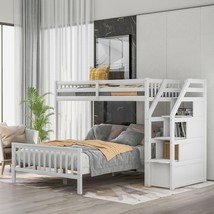 Twin over Full Loft Bed with Staircase, White - £467.15 GBP