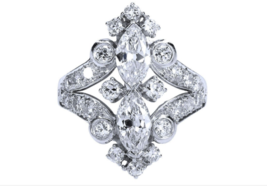 14K White Gold FN Antique Art Deco 1CT Marquise Diamond Vintage Engagement Ring - £92.01 GBP