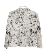 Vintage Northern Reflections Black Floral White Denim Jacket Size L Cott... - £27.45 GBP