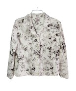Vintage Northern Reflections Black Floral White Denim Jacket Size L Cott... - $46.50 CAD
