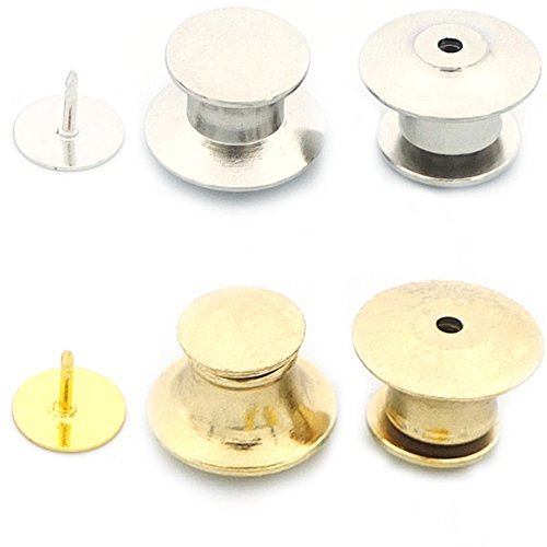 Bluemoona 12 Pcs - Tie Tac Tack Guard Pin Clutch Backs Findings Plated Locking F