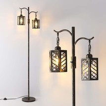 Industrial Floor Lamp,Vintage Dimmable Floor Lamp,2 Classical Lanterns Standing  - £114.97 GBP