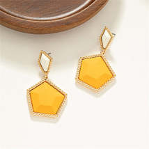 Orange Resin &amp; 18K Gold-Plated Hexagon Drop Earrings - $13.99