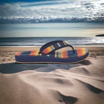 Sanuk Sandals U Furreal Soft Top Pacific Stripe Beach Comfy Flip Flops M... - £37.08 GBP